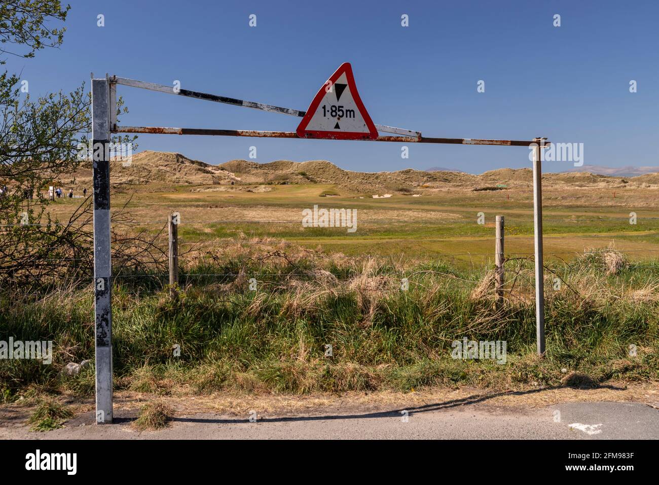 Car park barrier at Harlech beach, Gwynedd, Wales Stock Photo