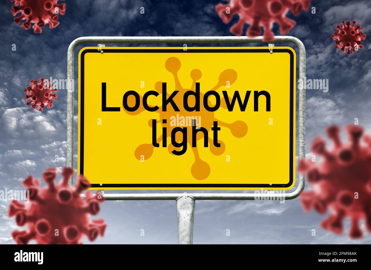 Lockdown Light Sign, Coronavirus Lockdown Stock Photo