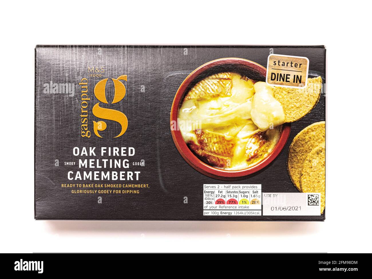 Marks And Spencer Food Gastropub Oak Fired Melting Camembert on a white background Stock Photo