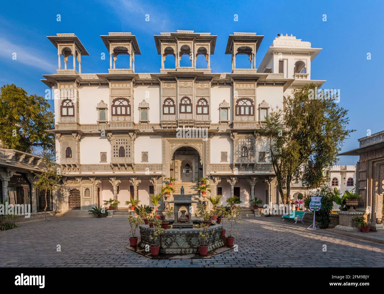 UDAIPUR, INDIA - FEBRUARY 11, 2017: Amet Haveli hotel in Udaipur, Rajasthan state, India Stock Photo