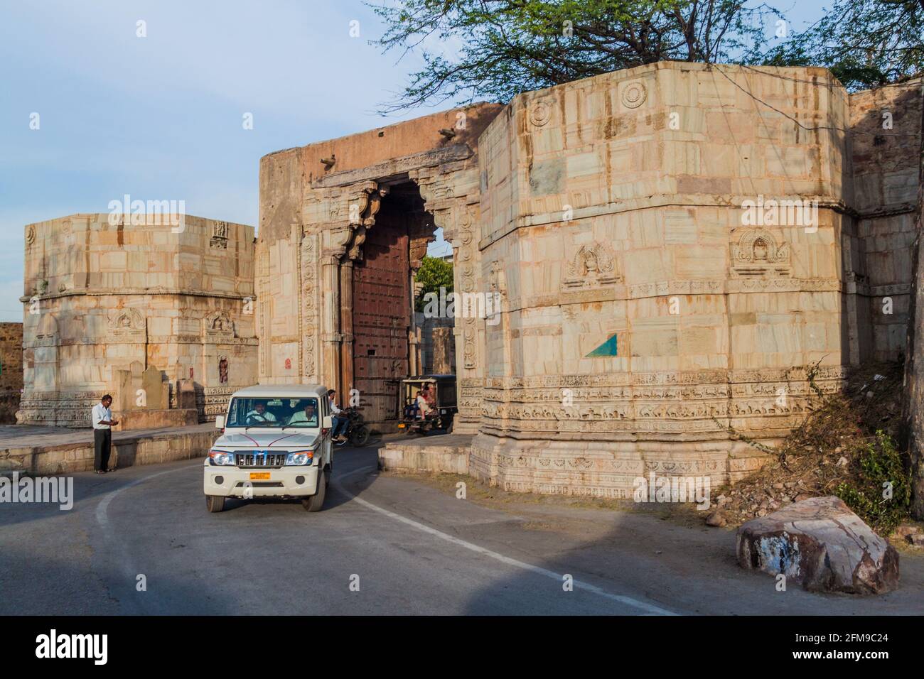 CHITTORGARH, INDIA - FEBRUARY 15, 2017: Ram Pol gate of Chittor Fort in Chittorgarh, Rajasthan state, India Stock Photo
