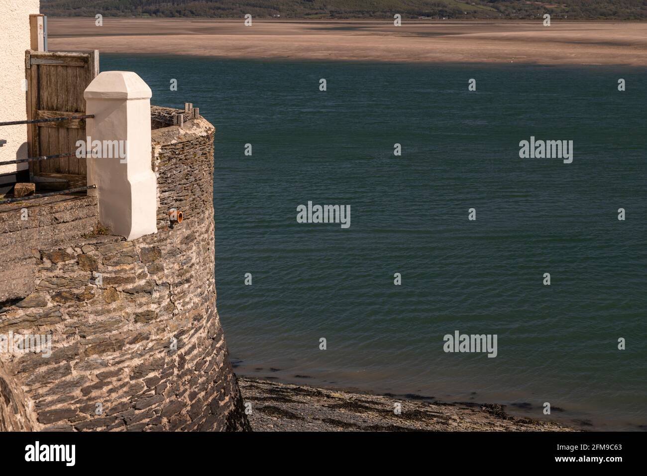 Seawall at Aberdyfi on the welsh coast Stock Photo