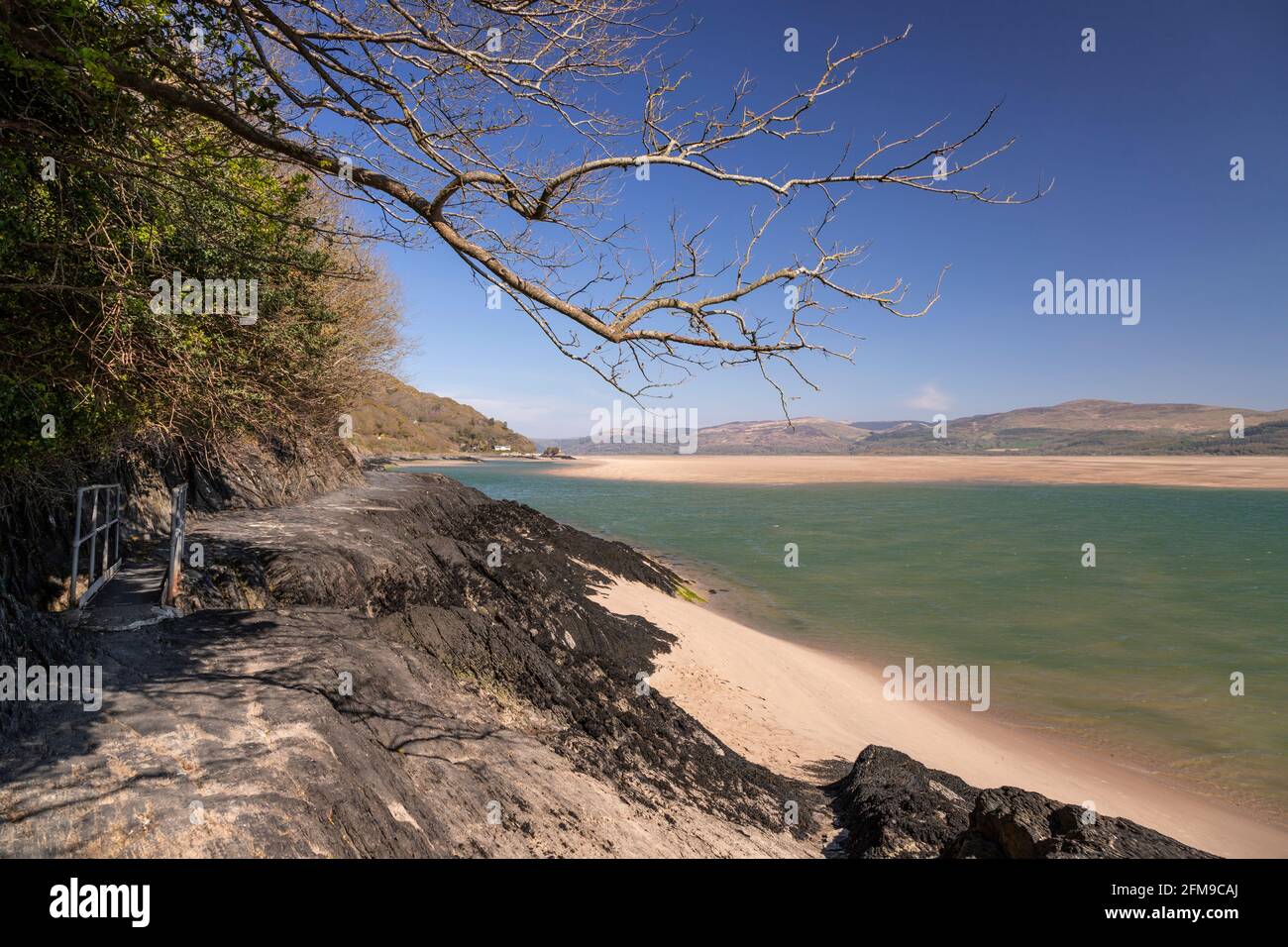 Seaside path at Aberdyfi on the welsh coast Stock Photo