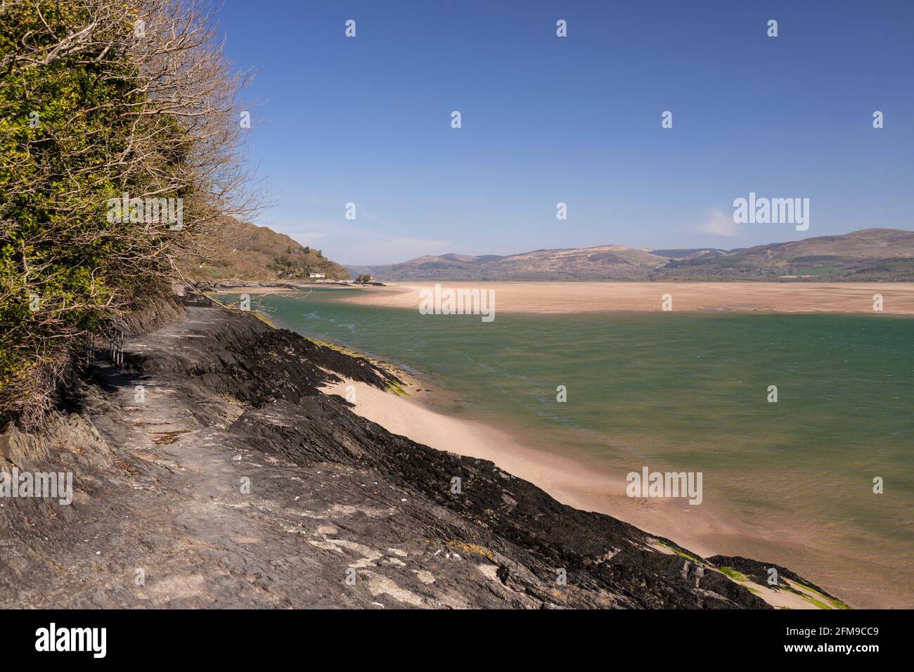 Seaside path at Aberdyfi on the welsh coast Stock Photo