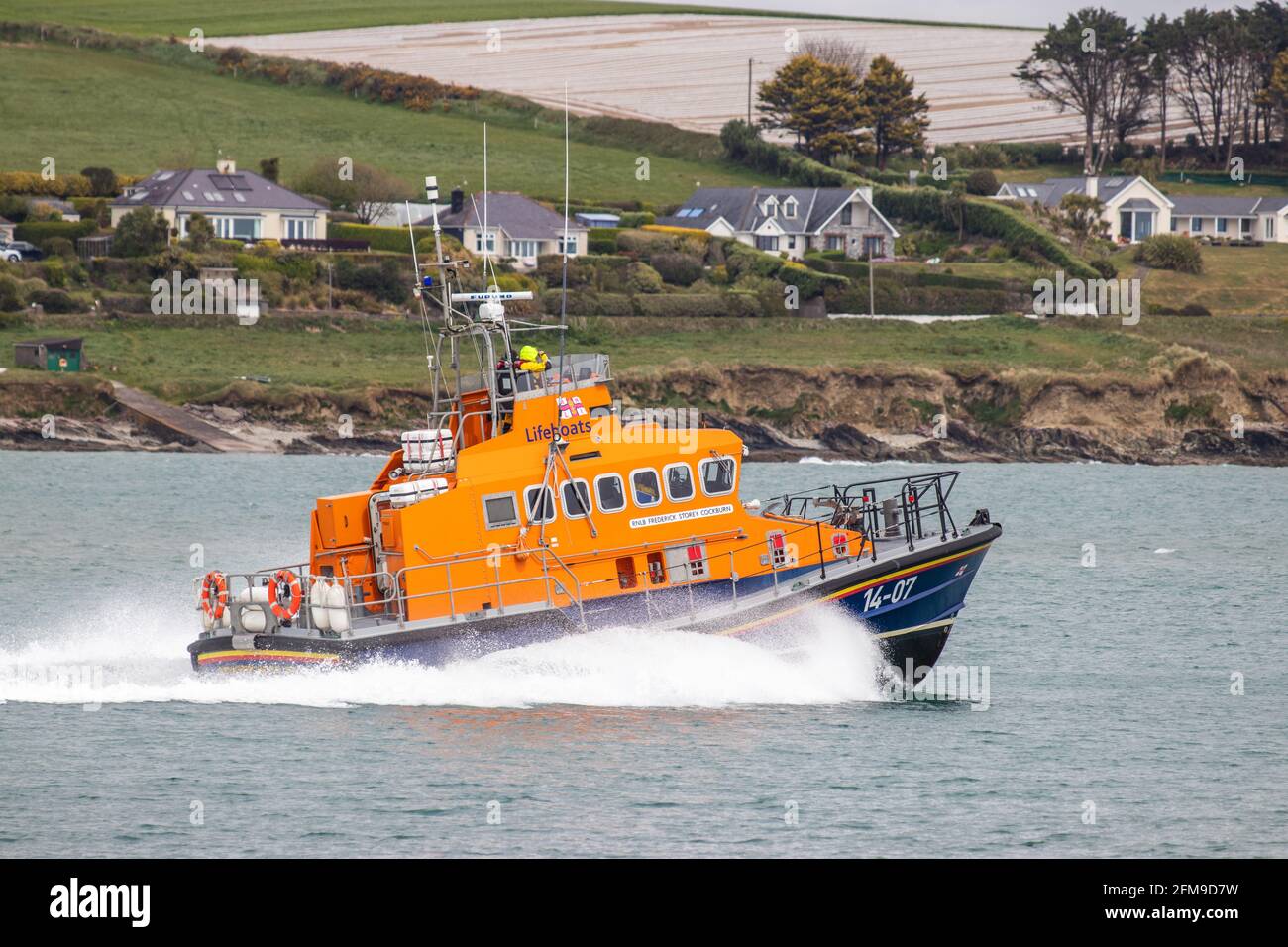 Courtmacsherry Lifeboat en route to a wreath laying event to mark the anniversary of the sinking of the RMS Lusitania. Stock Photo
