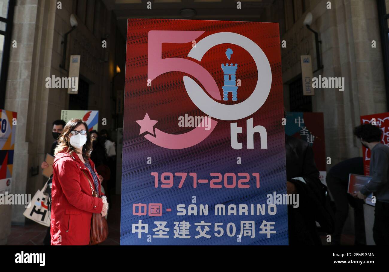 San Marino. 6th May, 2021. People visit a design contest exhibition