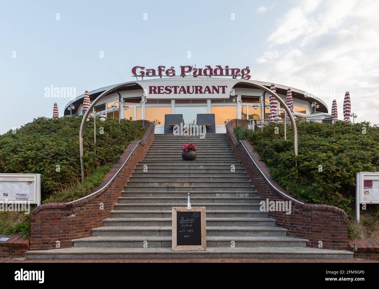 View of the Café Pudding restaurant on Wangerooge Stock Photo