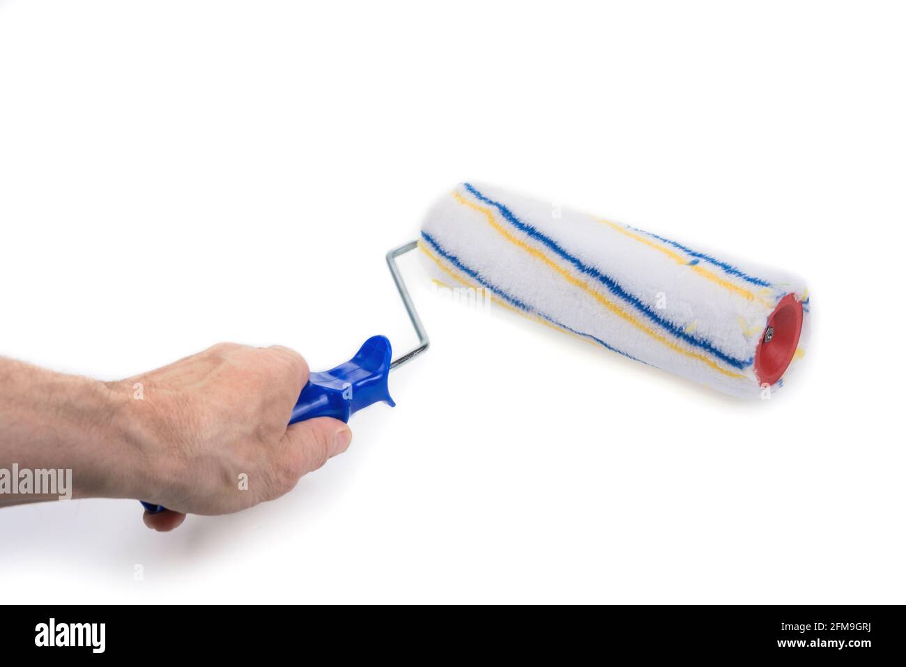 New paint roller with handle on a white Stock Photo Alamy