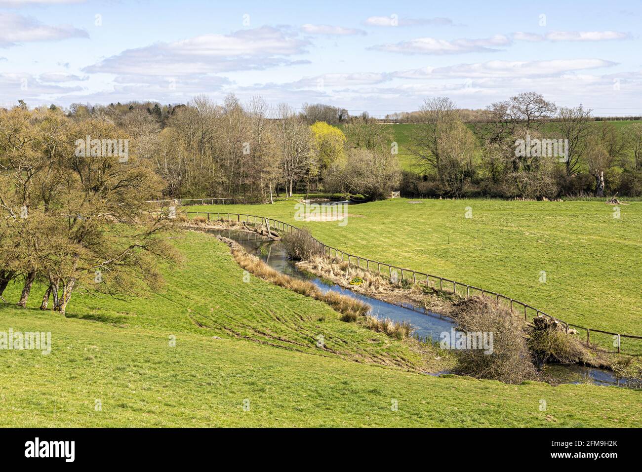 The valley of the infant River Leach between the Cotswold villages of