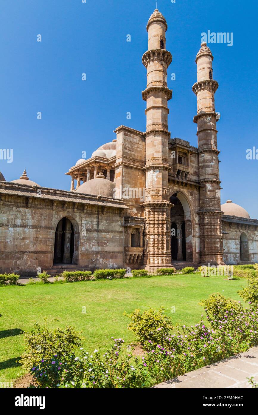 Jami Masjid mosque in Champaner historical city, Gujarat state, India Stock Photo