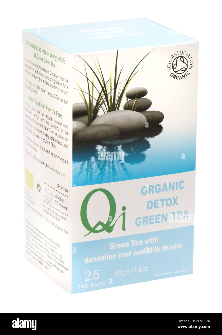 Qi organic detox green tea with dandelion root and milk thistle box