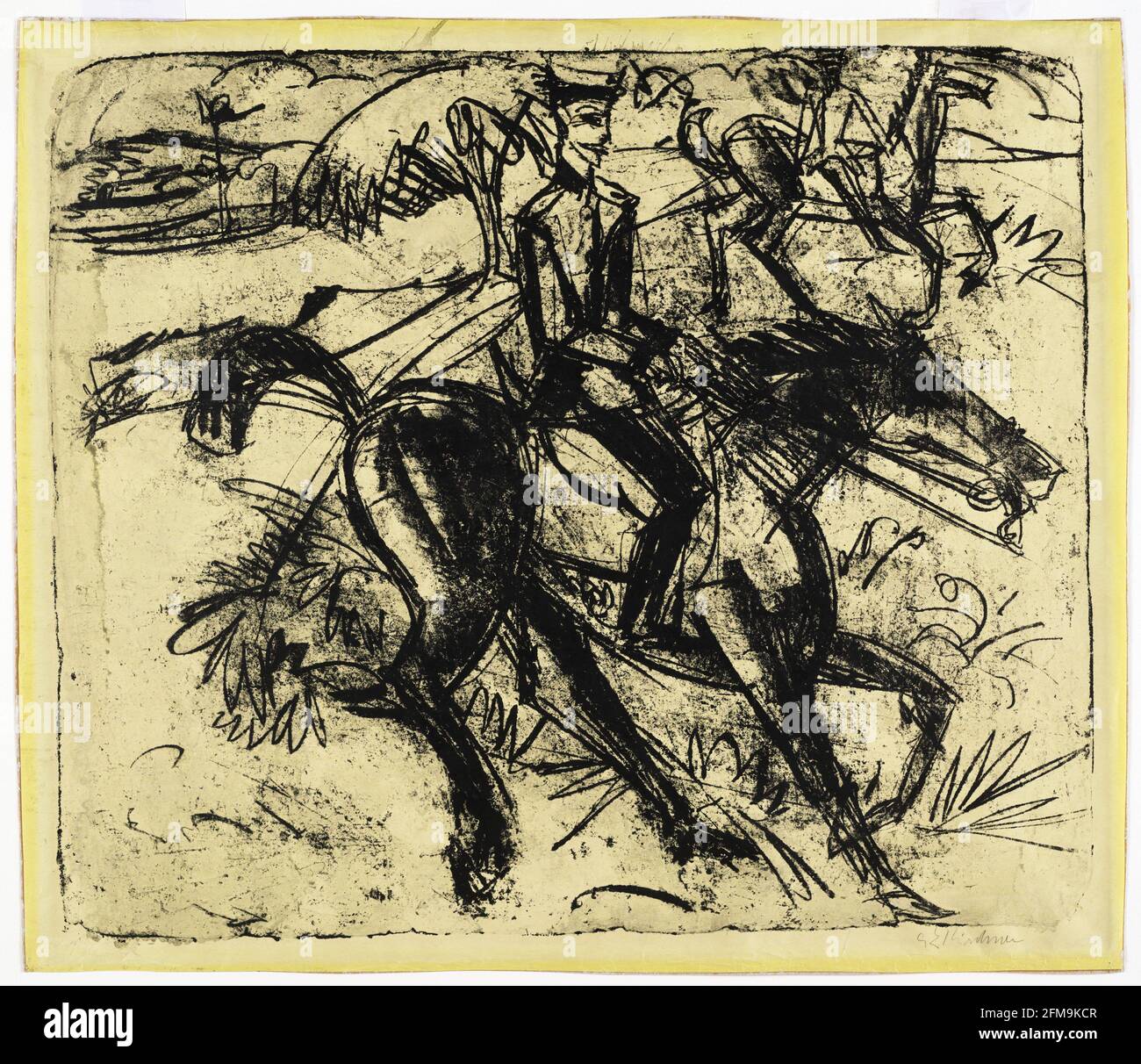 Ernst Ludwig Kirchner. (German, 1880-1938). Evening Patrol (Patrouillenritt am Abend). (1915). Stock Photo