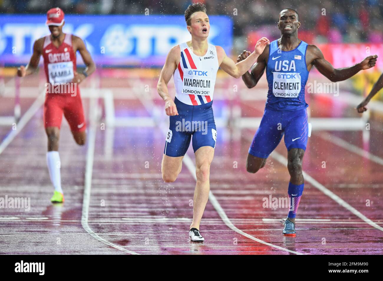 Karsten Warholm (Norway, Gold), Kerron Clement (USA, Bronze). 400 ...