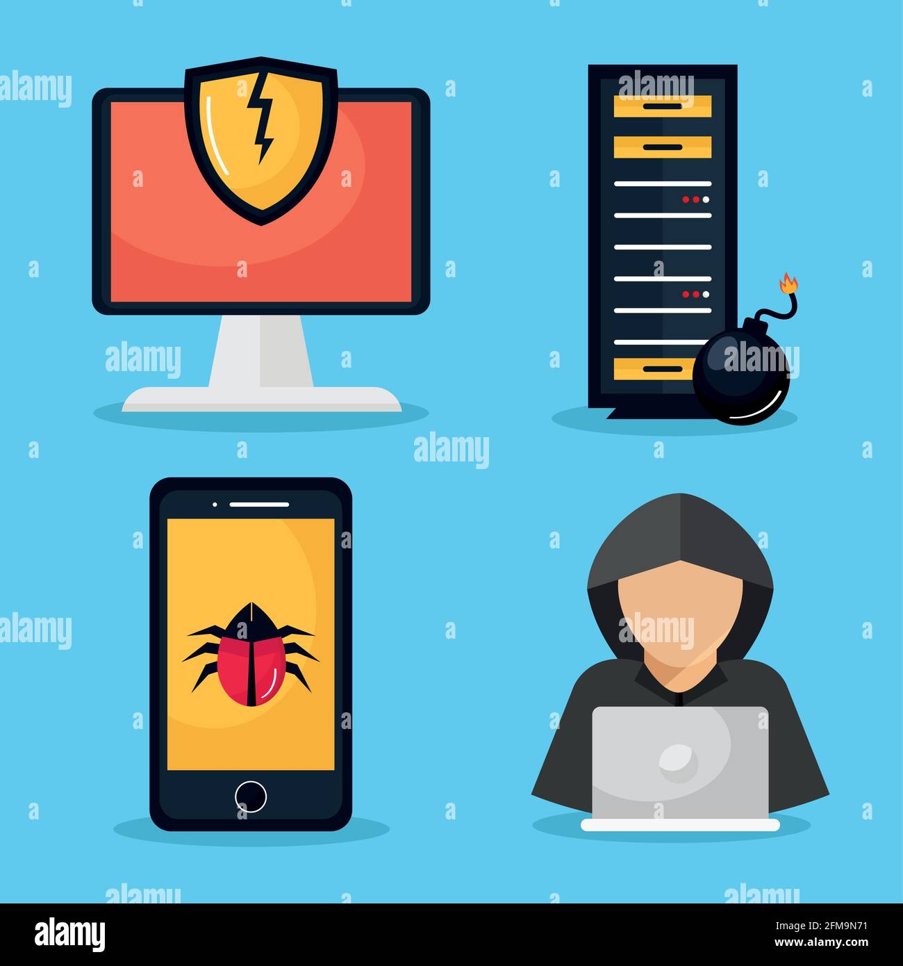 cyber security four icons Stock Vector Image & Art - Alamy