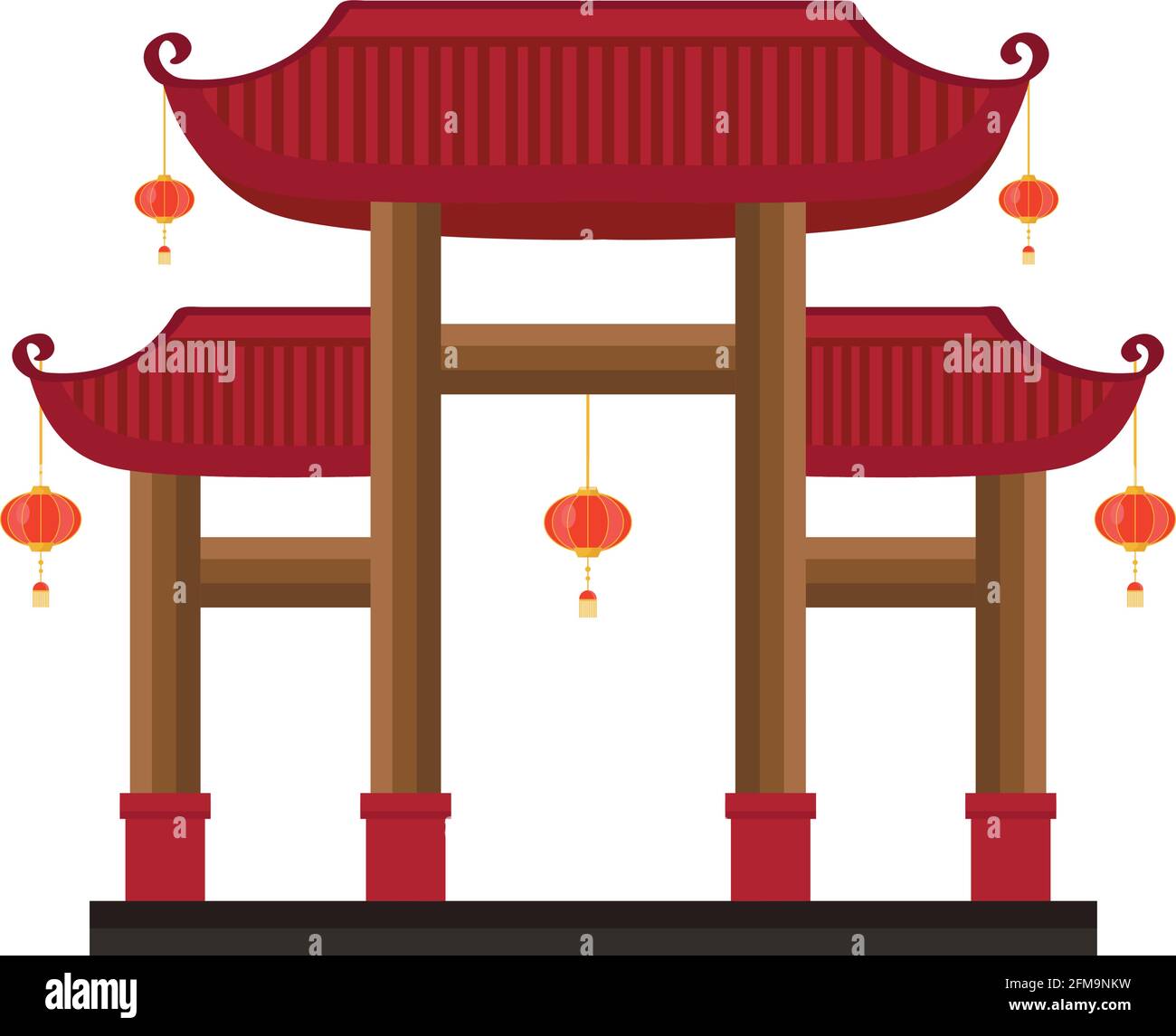 chinese wooden gates Stock Vector
