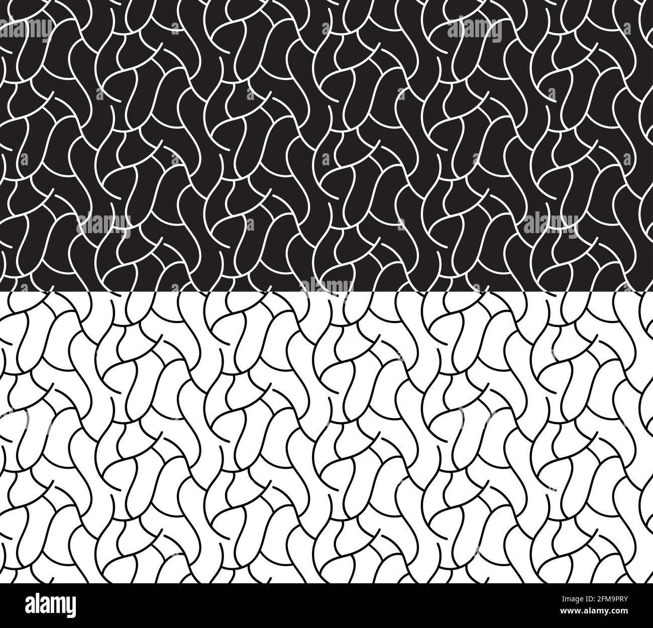 Black white curved lines as stylized branches. Seamless abstract pattern. Vector illustration Stock Vector