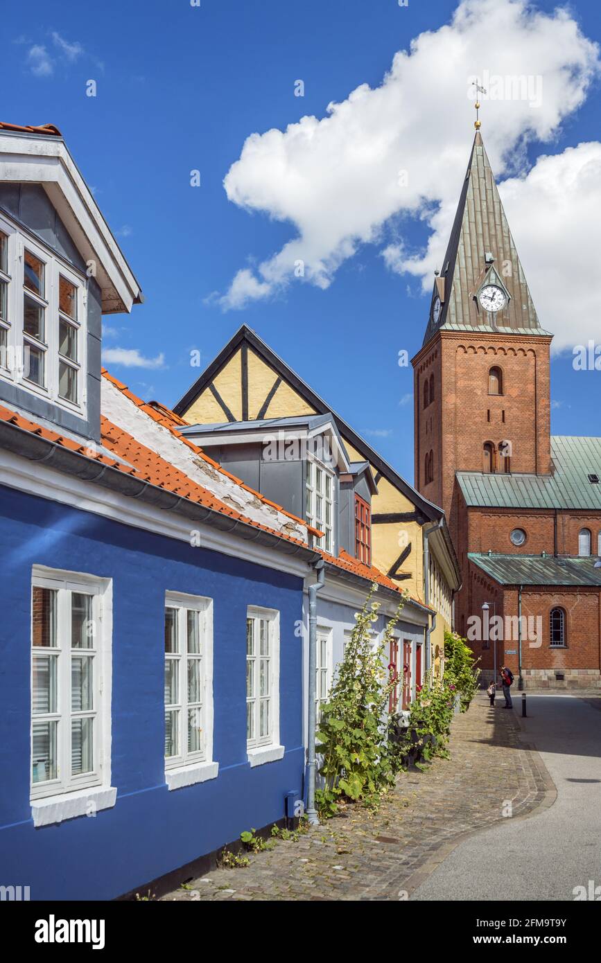 Altstadtgasse at Vor Frue Kirke in Aalborg, North Jutland, Jutland, Denmark Stock Photo