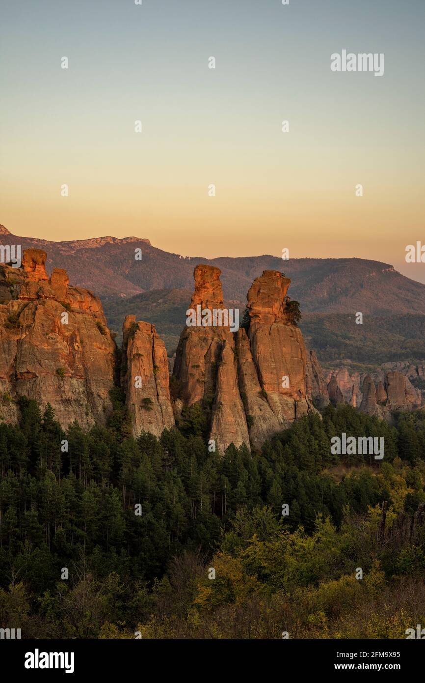 Red Rocks Green Rocks Red rocks green forest Stock Photo - Alamy