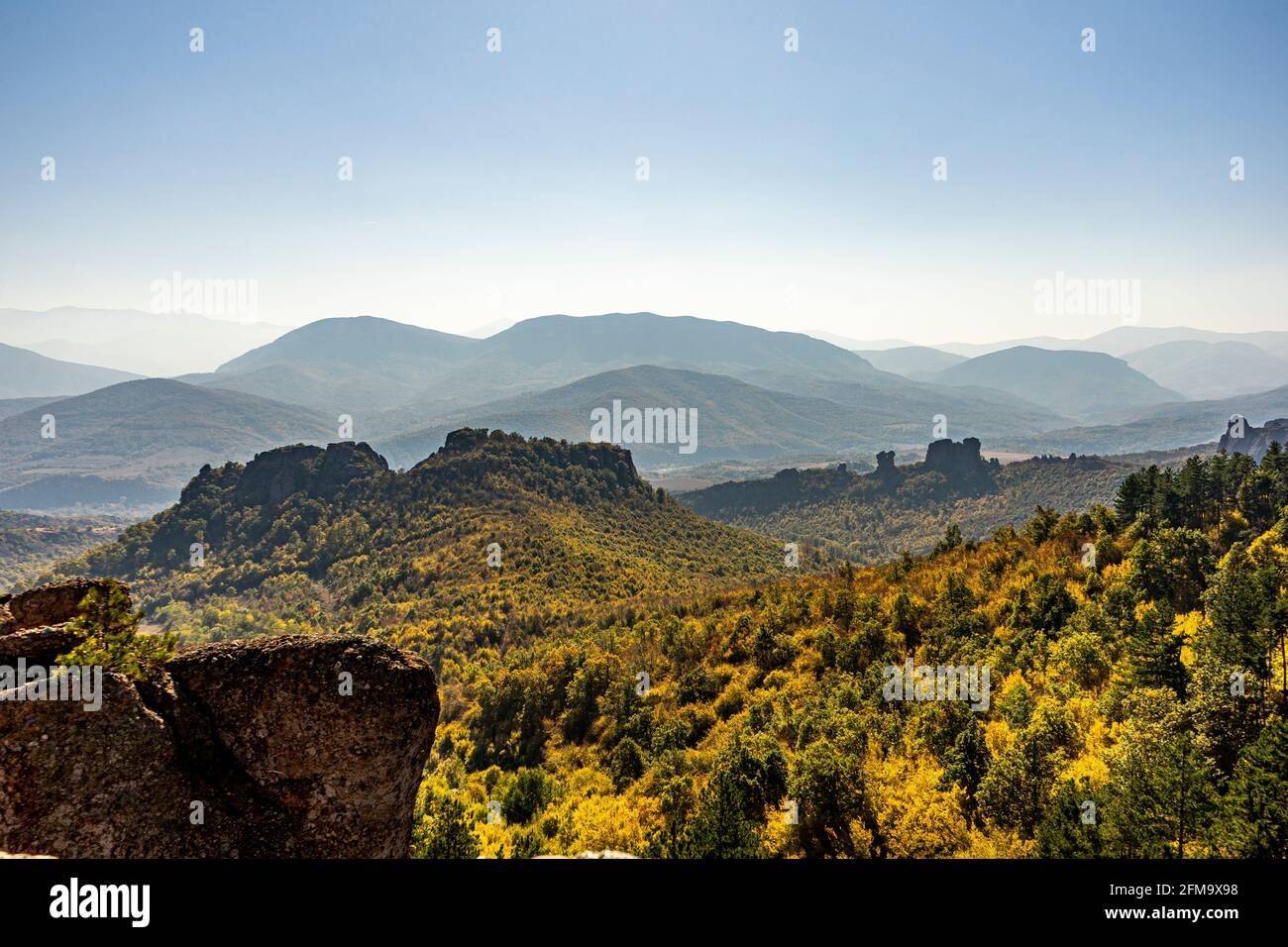 The Balkan Mountains in the haze Stock Photo