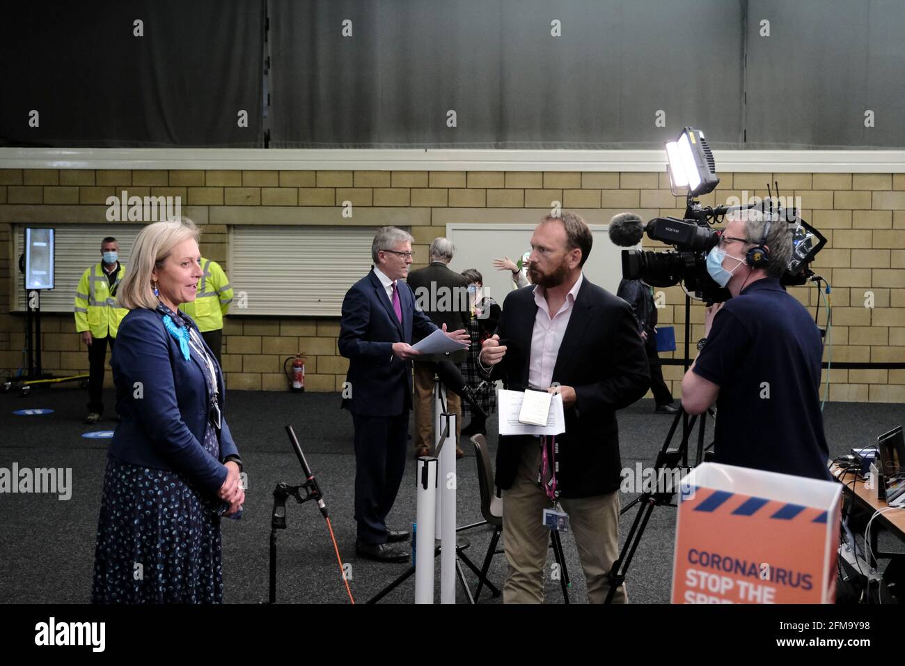 Kelso, UK. 07.May.2021. Scottish Parliament Election 2021 - Declaration, Kelso, UK. Scottish Parliament election 2021 Rachael Hamilton BBC Interview, Declaration of ballots cast in the local constituency. Credit: Rob Gray/Alamy Live News Stock Photo