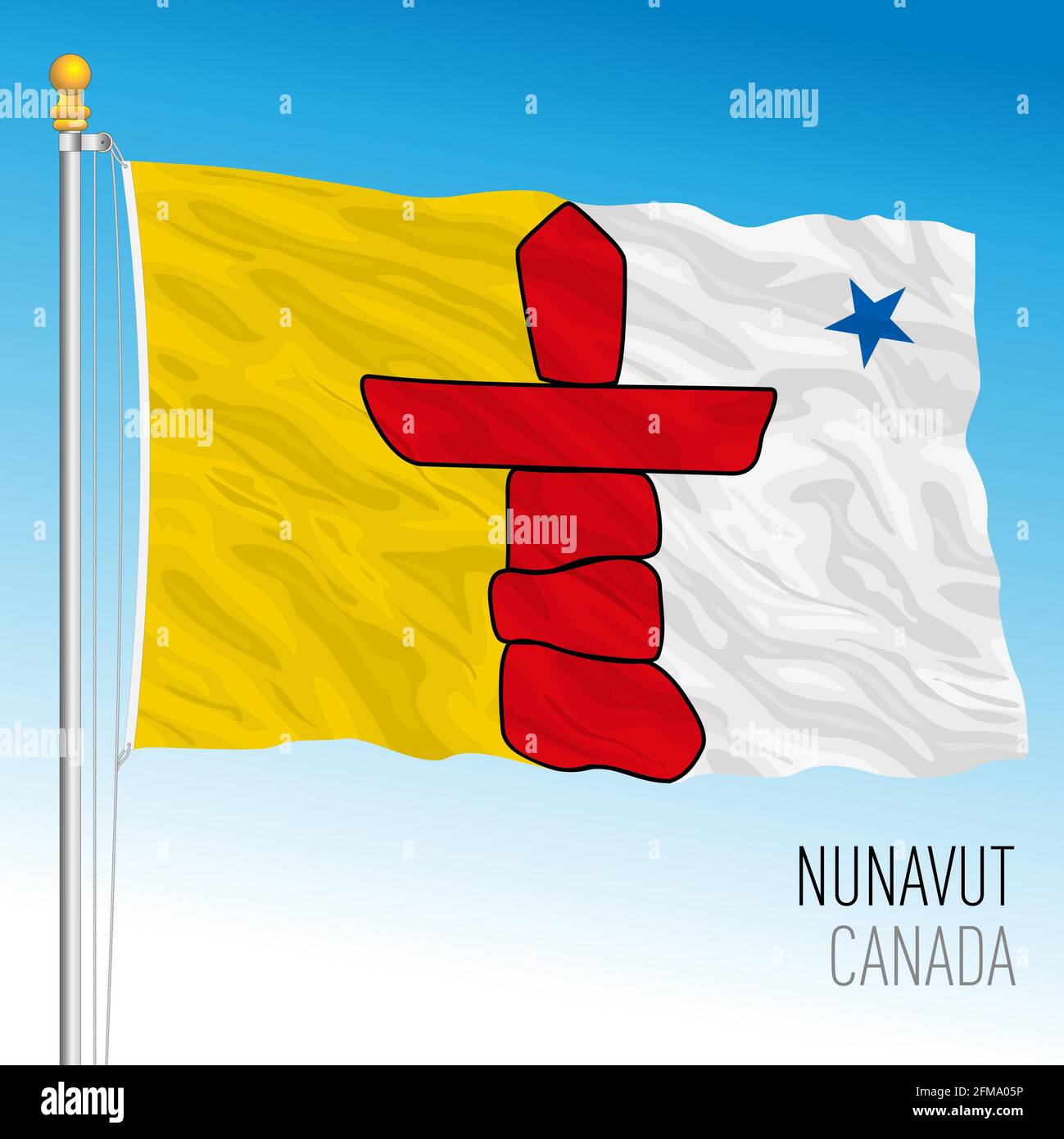 Nunavut territorial and regional flag, Canada, north american country, vector illustration Stock Vector