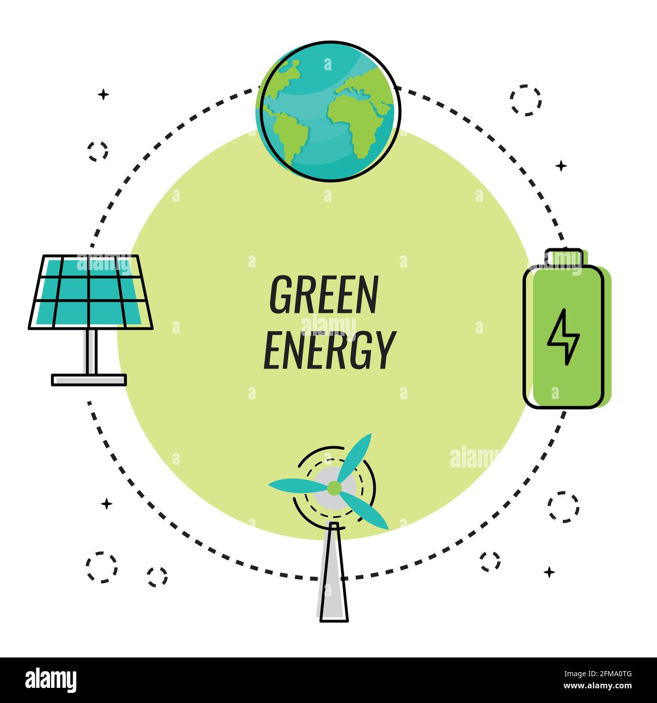 green energy four icons around Stock Vector Image & Art - Alamy