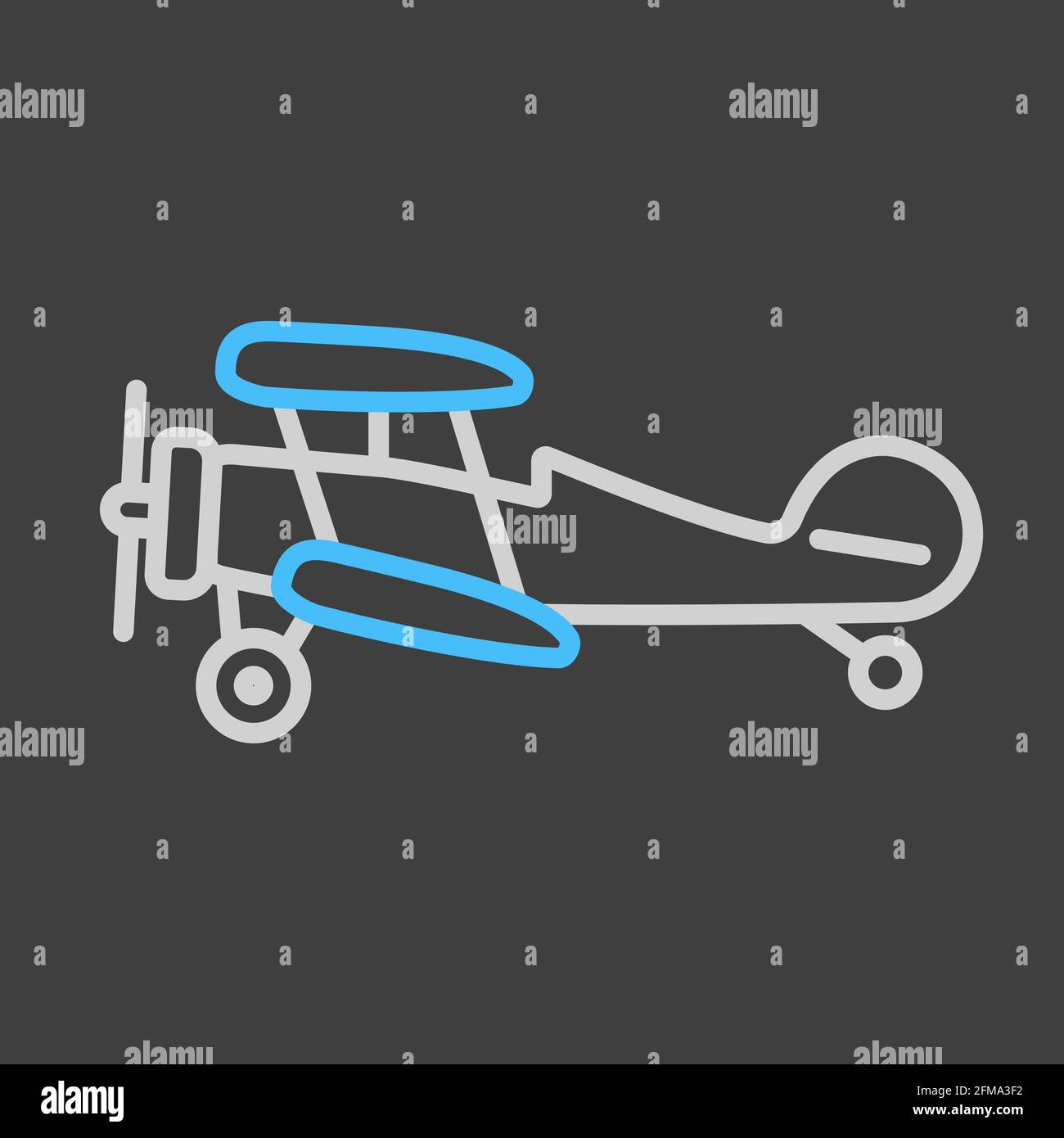 Light aircraft plane flat vector icon on dark background. Graph symbol ...