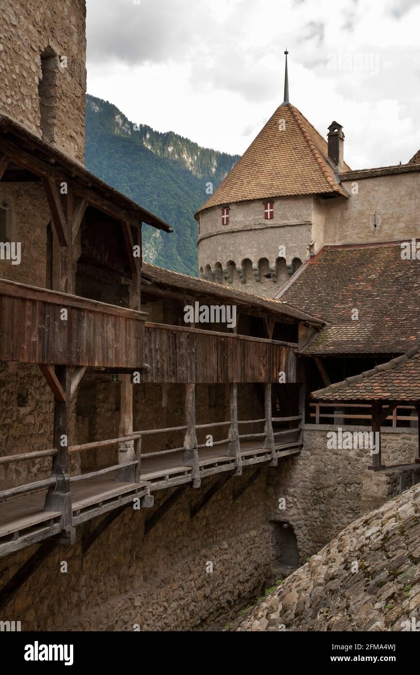 View of Chillon Castle. Switzerland Stock Photo