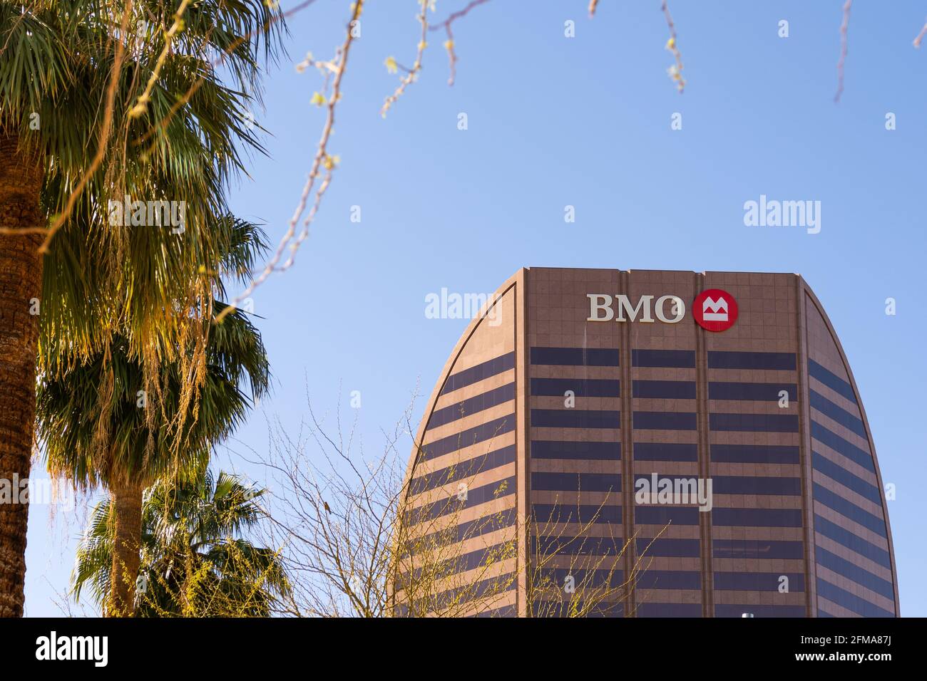Phoenix, AZ - March 20, 2021: The BMO Tower highrise in midtown holds the main office for BMO Harris Bank, N.A. (Canada's Bank of Montreal and Chicago Stock Photo