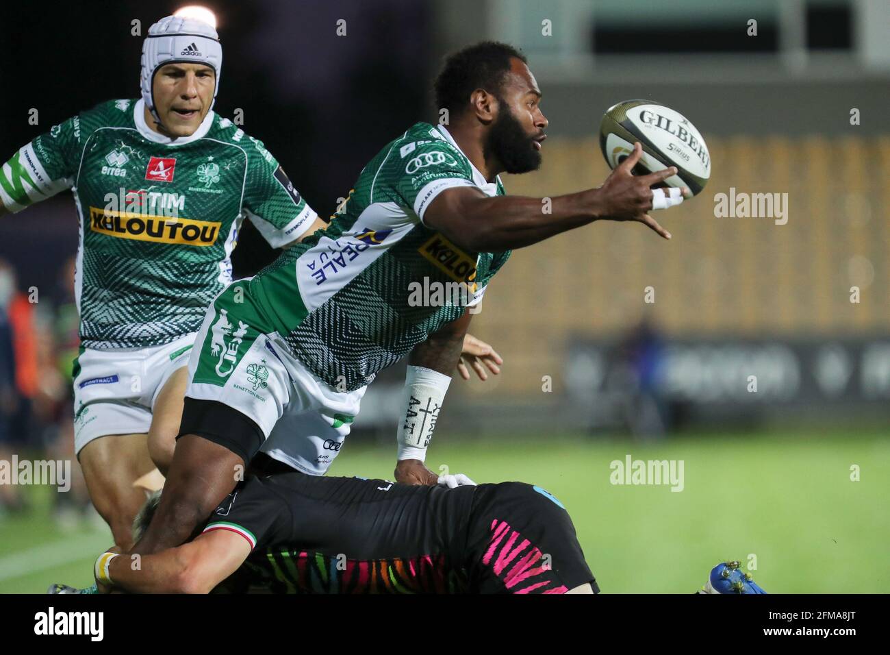 Parma, Italy. 07th May, 2021. Ratuva Tavuyara (Benetton rugby) with the  offload during Rainbow Cup - Benetton Treviso vs Zebre Rugby, Rugby  Guinness Pro 14 match in Parma, Italy, May 07 2021