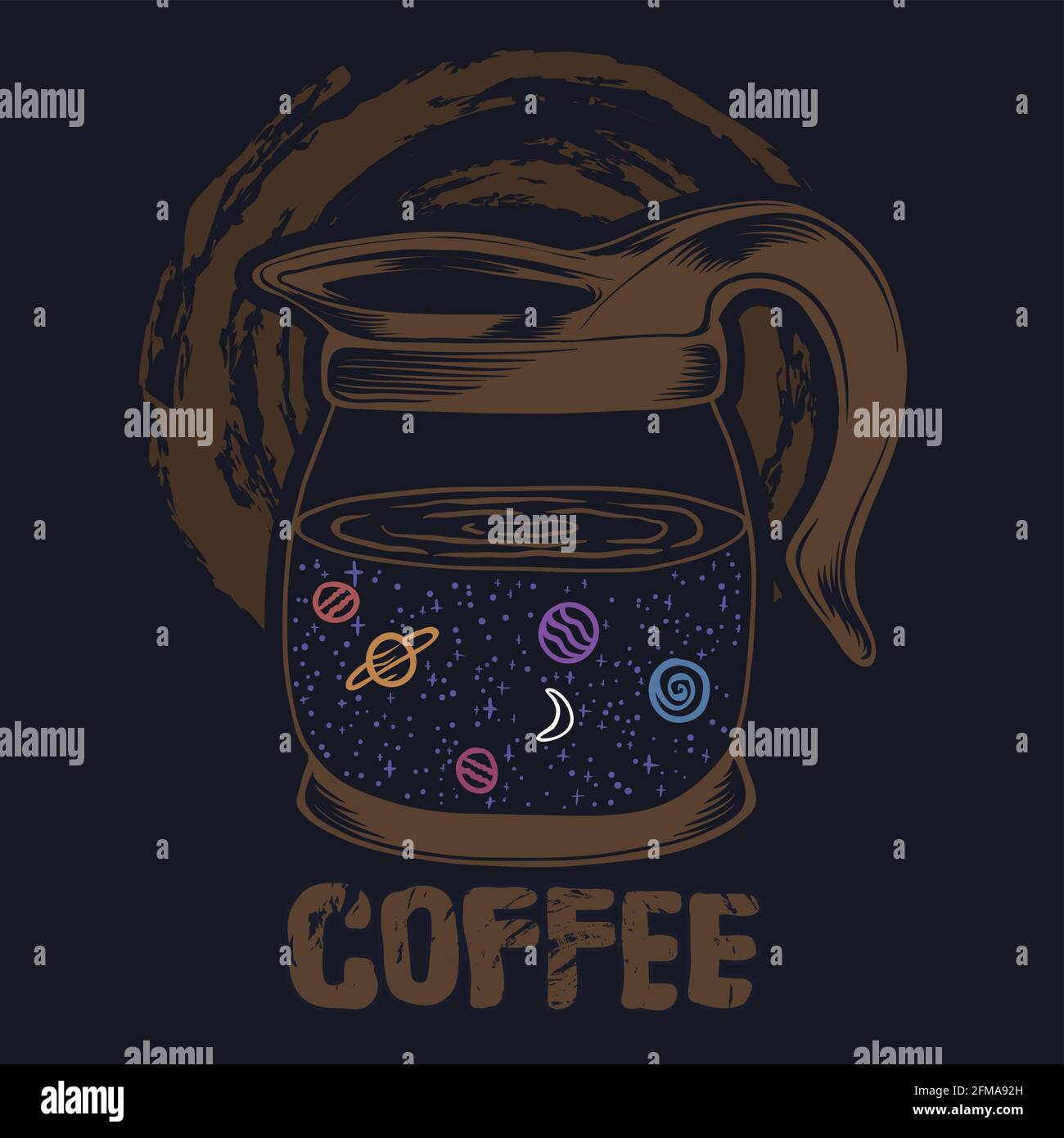 Galaxy coffee pot vector illustration Stock Vector