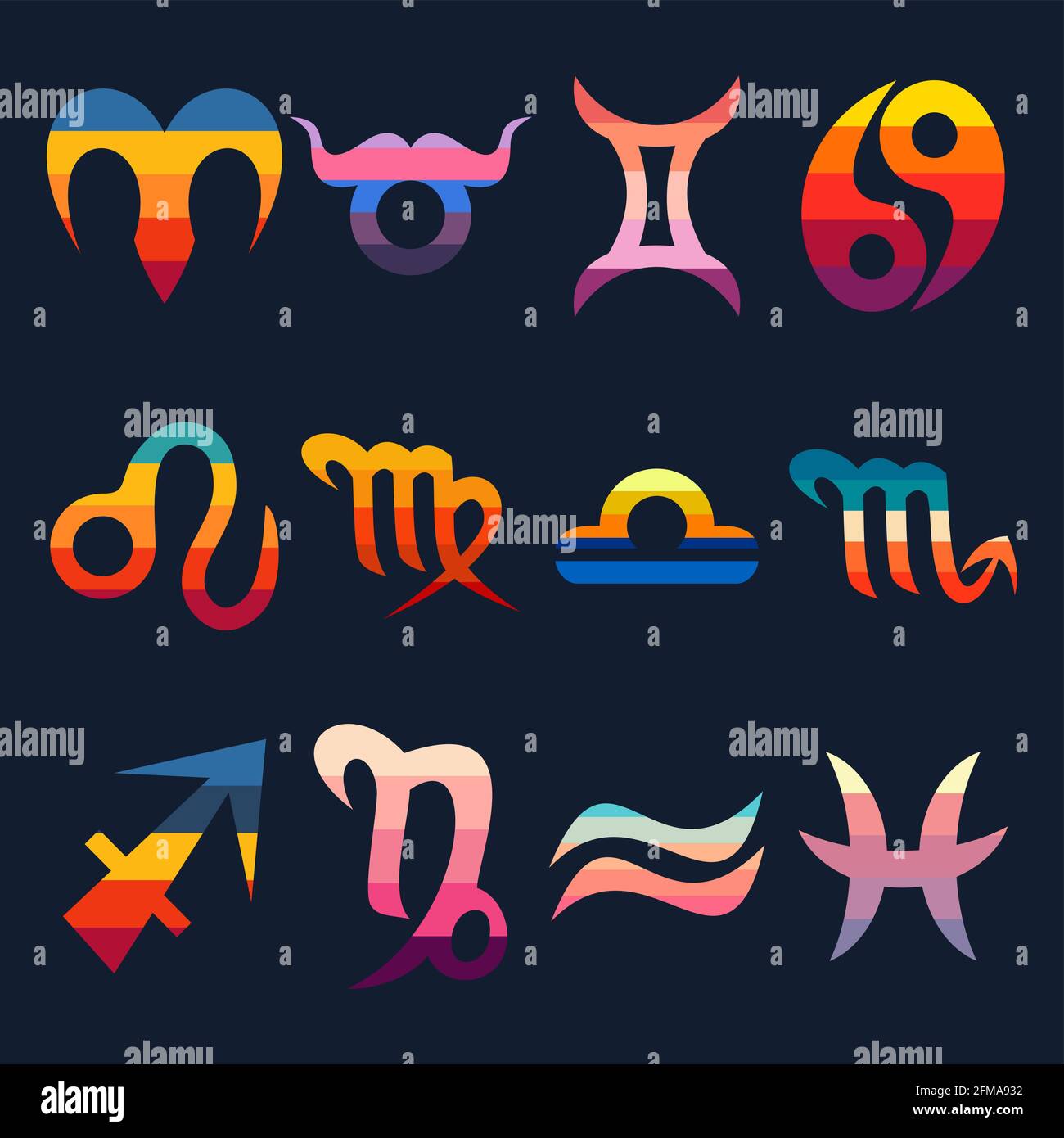Aquarius zodiac signs collection Stock Vector Images - Alamy