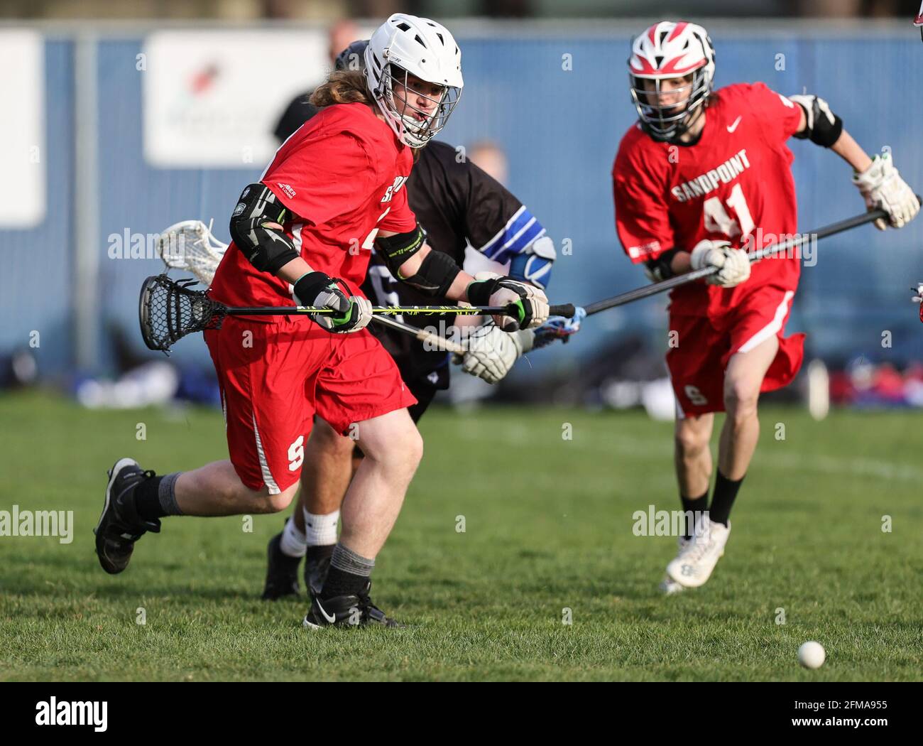 High School lacrosse action with Sandpoint vs Coeur d'Alene in Coeur d