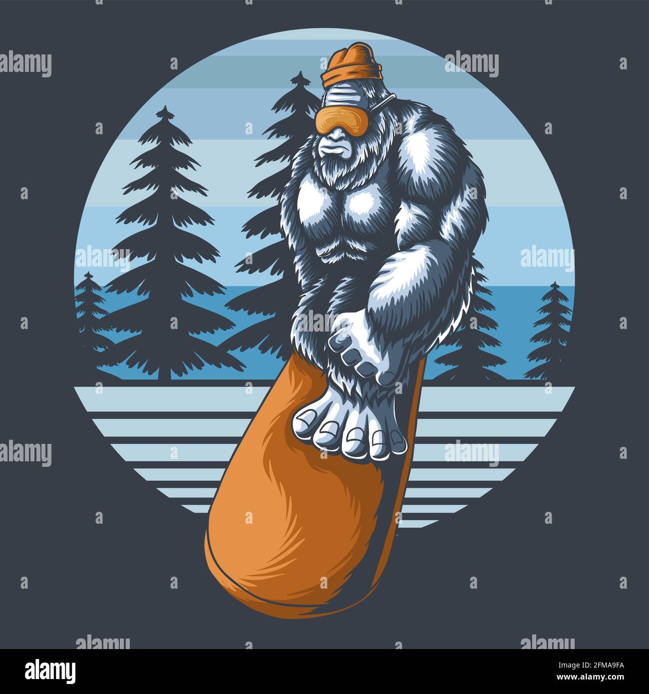 Yeti plays snowboard vector illustration Stock Vector Image & Art Alamy