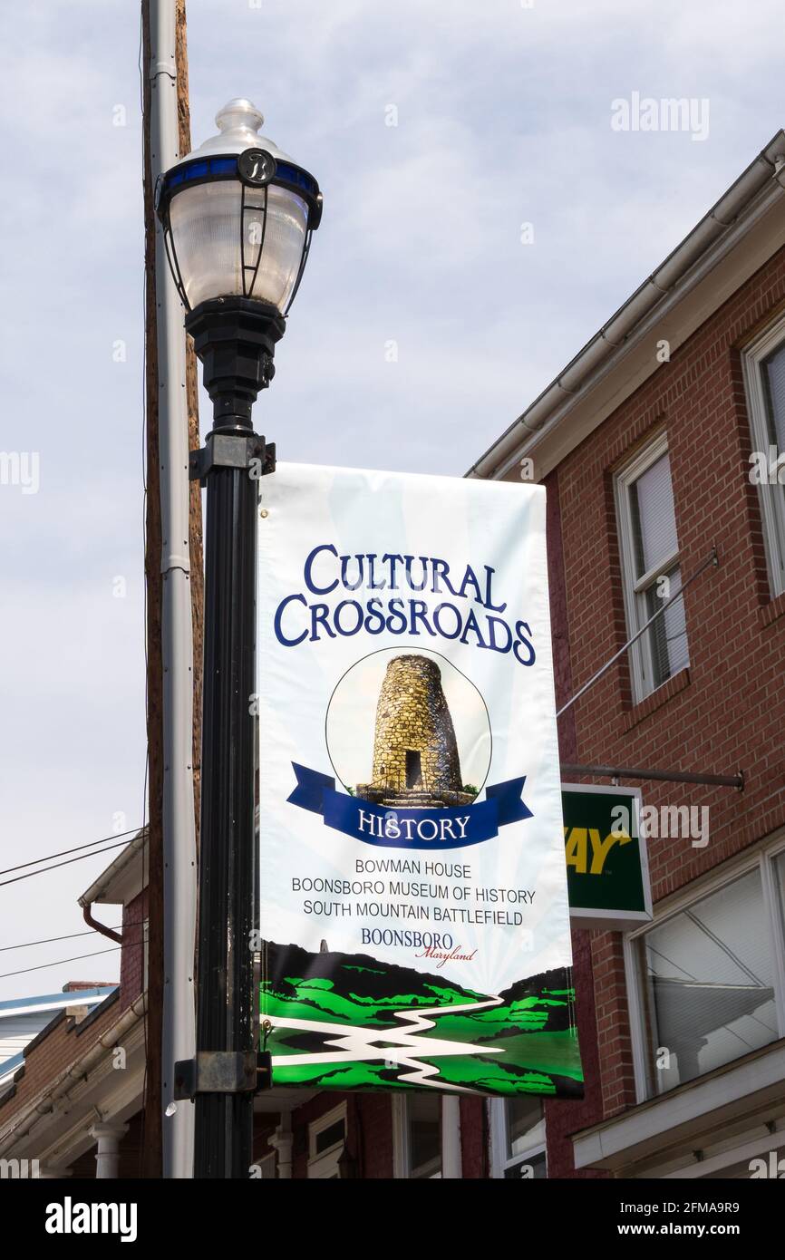 Boonsboro, MD April 20, 2021 Cultural Crossroads banner hanging from