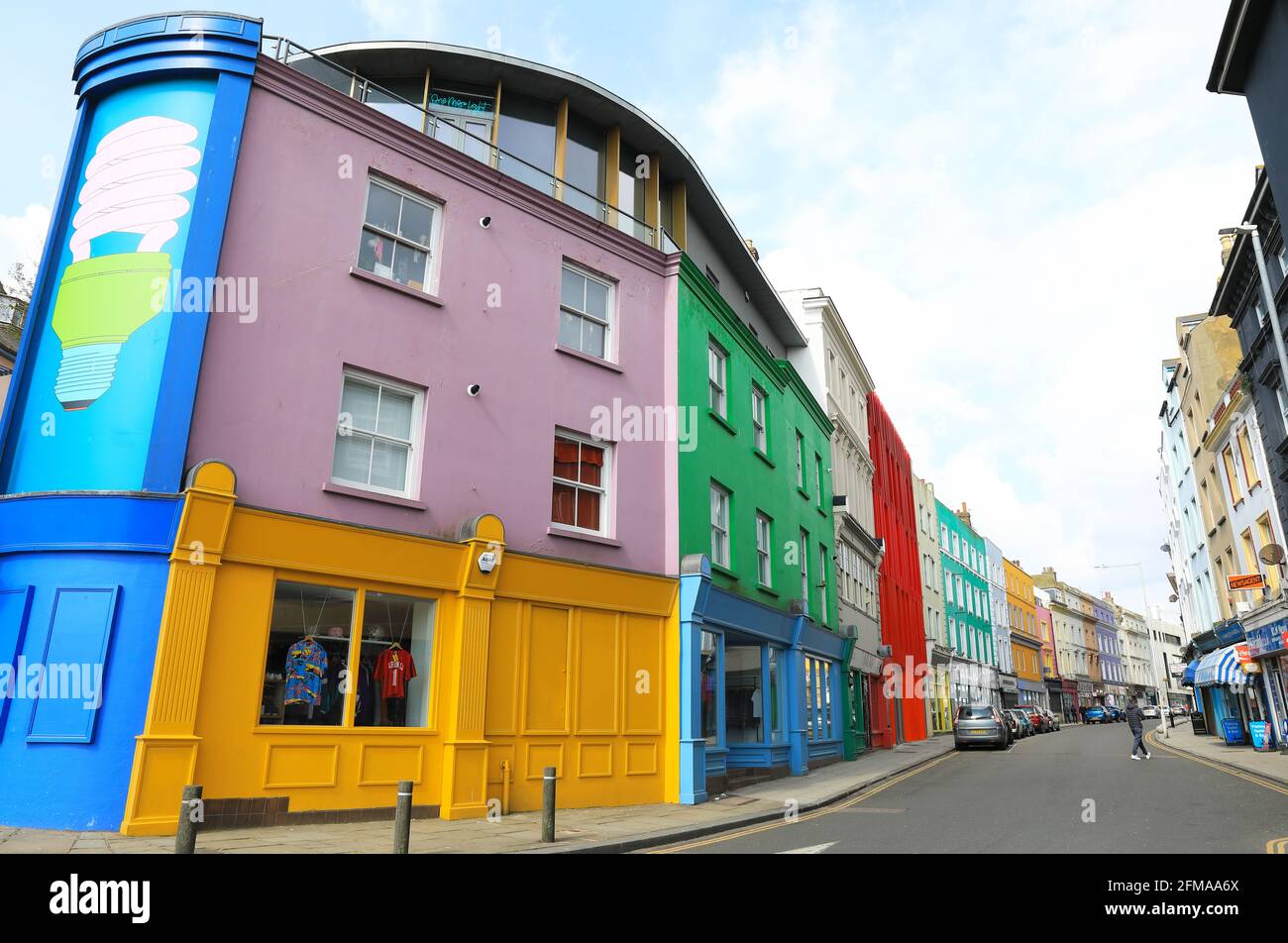 Regenerated Tontine Street, now known as the 'Artistic Quarter', in the seaside town of Folkestone, in Kent, UK Stock Photo