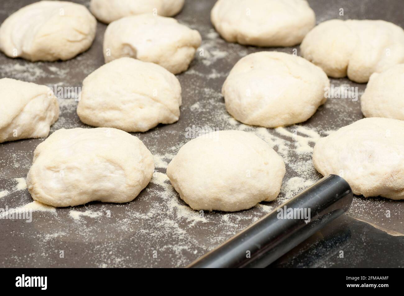 bread roll dough portions Stock Photo