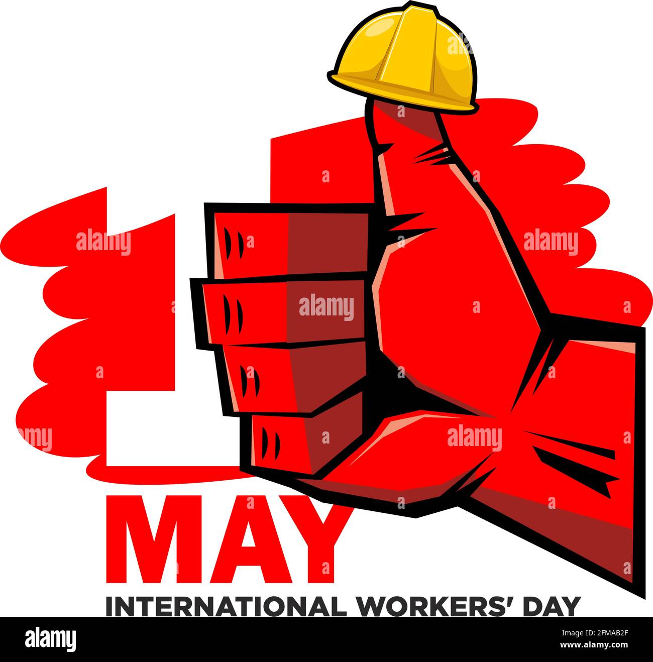 May Day greeting card for International Workers' Day. May 1 red
