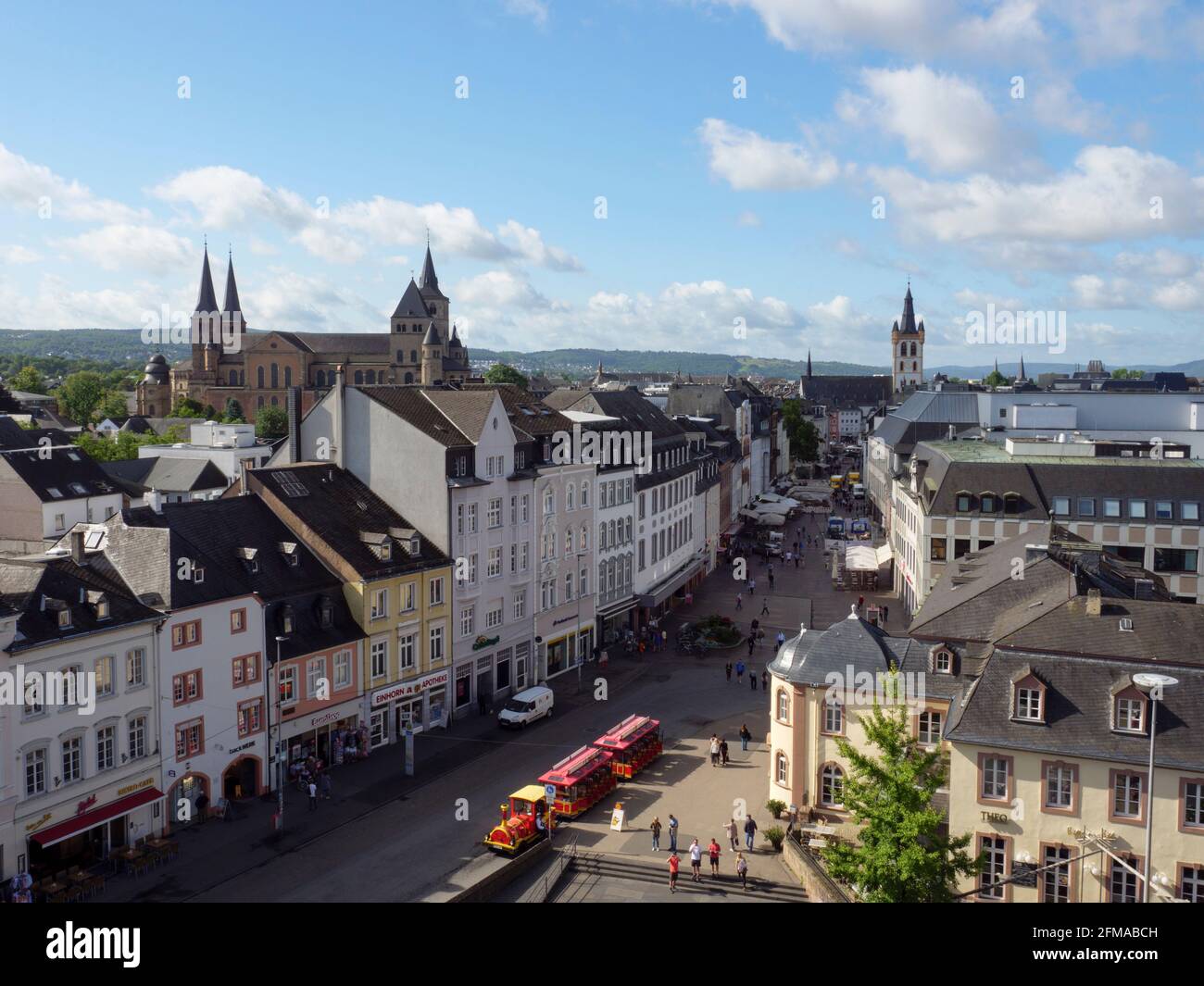 View of Simeonstrasse, cathedral, Trier, UNESCO World Heritage, Rhineland-Palatinate, Germany Stock Photo