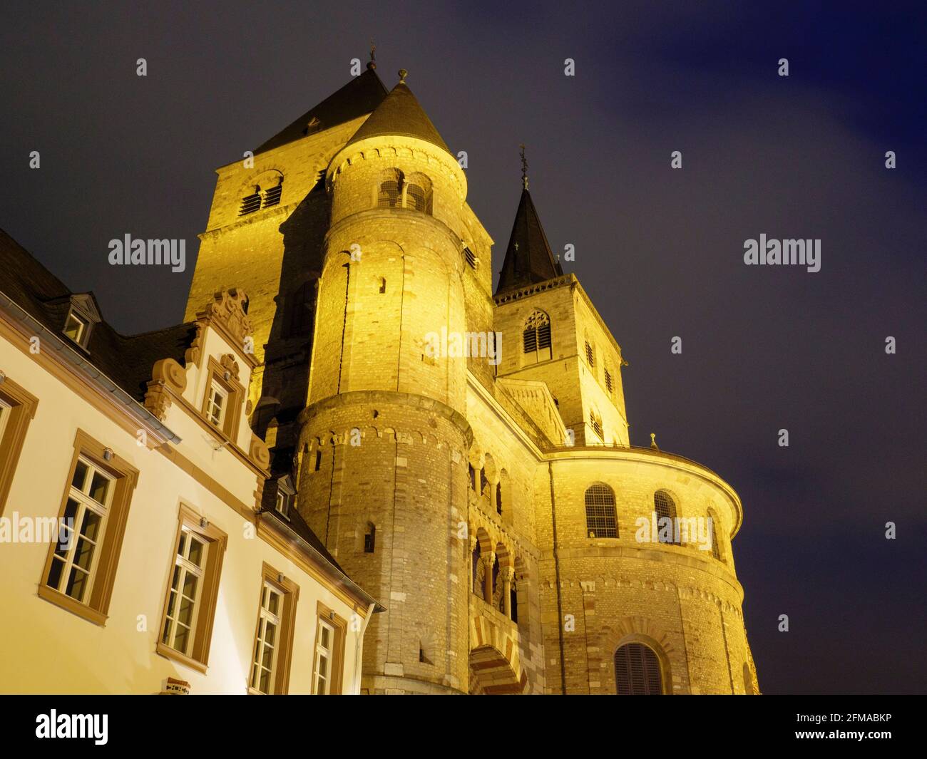 Cathedral and Church of Our Lady, dusk, Trier, UNESCO World Heritage, Rhineland-Palatinate, Germany Stock Photo