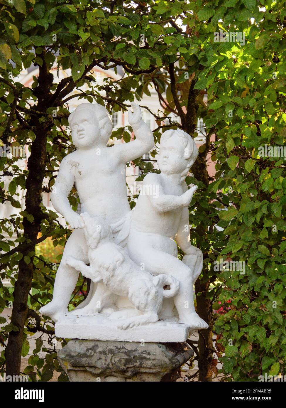 Electoral Palace, putti in the baroque garden, Trier, UNESCO World Heritage, Rhineland-Palatinate, Germany Stock Photo
