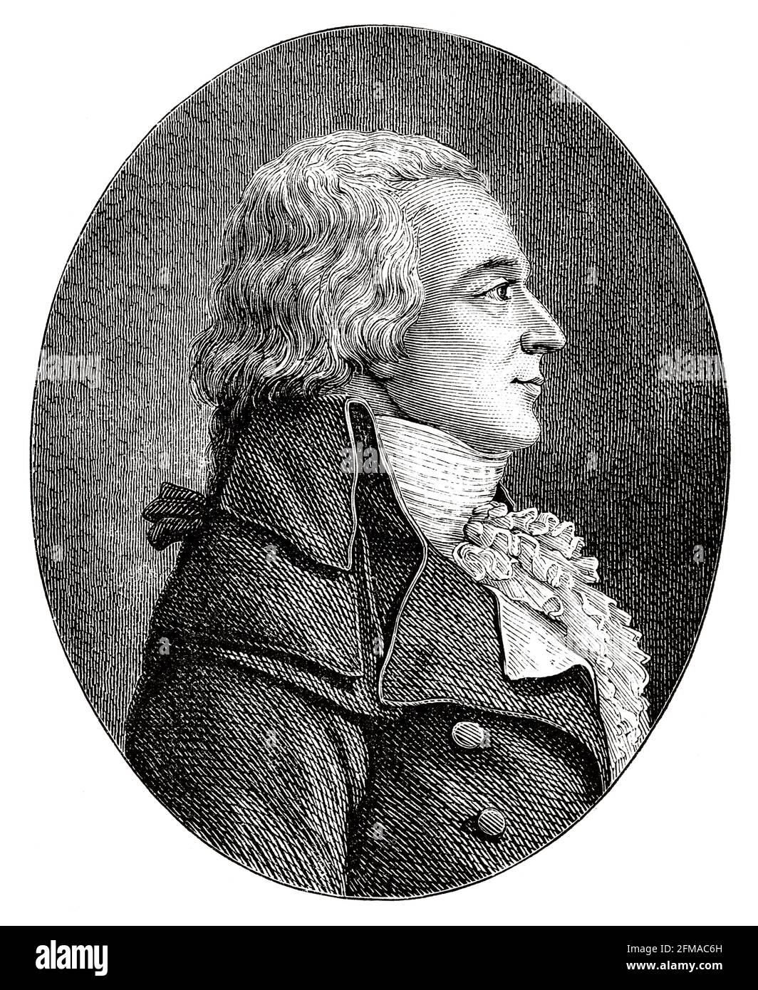 Portrait of Claude Basire (1764-1794) was a French politician of the Revolutionary period. France. Old 19th century engraved illustration from Histoire de la Revolution Francaise 1876 by Jules Michelet (1798-1874) Stock Photo