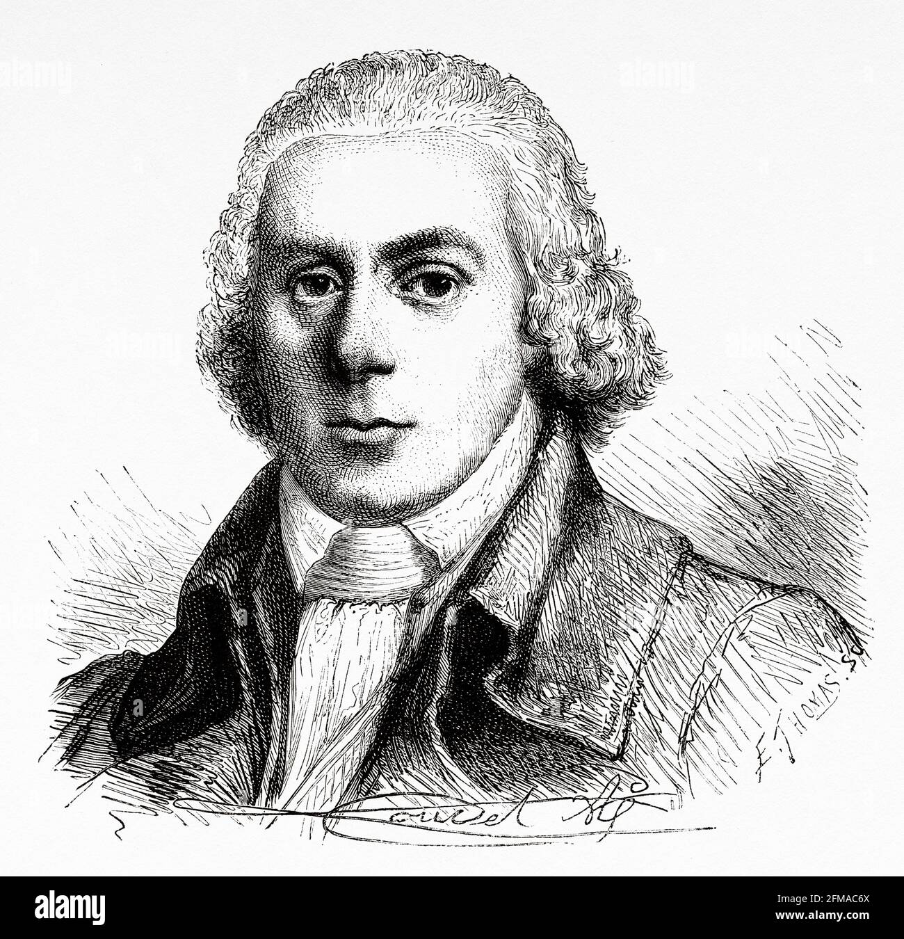Portrait of Paul Jean Francois Nicolas viscount of Barras (1755-1829) General and French politician of the Revolution and the First Empire. France. Old 19th century engraved illustration from Histoire de la Revolution Francaise 1876 by Jules Michelet (1798-1874) Stock Photo
