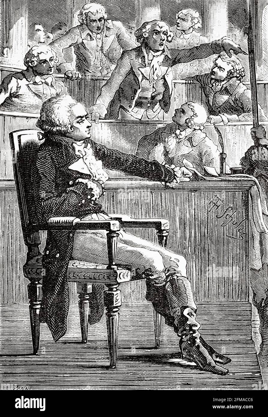 Maximilien Robespierre (1758-1794) Jacobin leader during French Revolution. France. Old 19th century engraved illustration from Histoire de la Revolution Francaise 1876 by Jules Michelet (1798-1874) Stock Photo