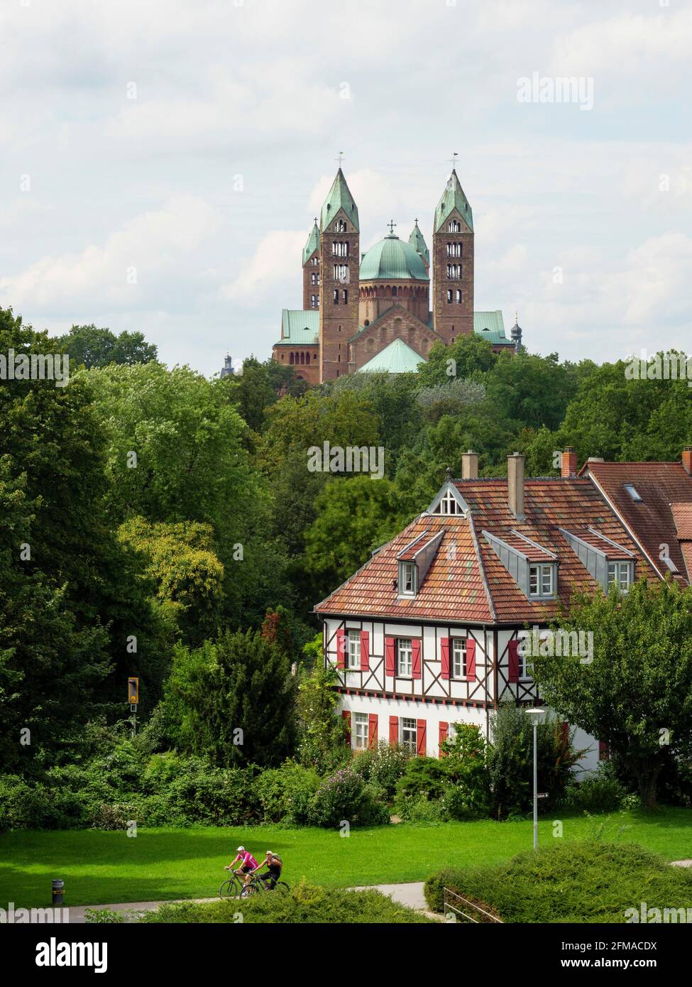 Speyer Cathedral, east side, inn on the banks of the Rhine, Speyer, UNESCO World Heritage Site, Rhineland-Palatinate, Germany Stock Photo