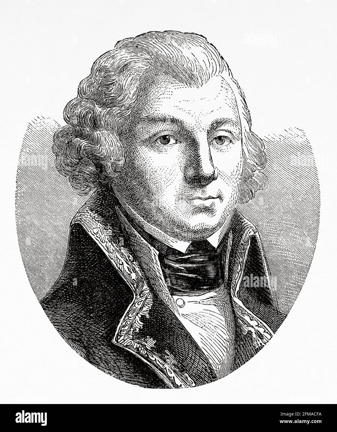 Portrait of Jean-Baptiste Jourdan (1762-1833) 1st Count Jourdan, was a French military commander. Marshal of the Empire by Emperor Napoleon I in 1804. France. Old 19th century engraved illustration from Histoire de la Revolution Francaise 1876 by Jules Michelet (1798-1874) Stock Photo
