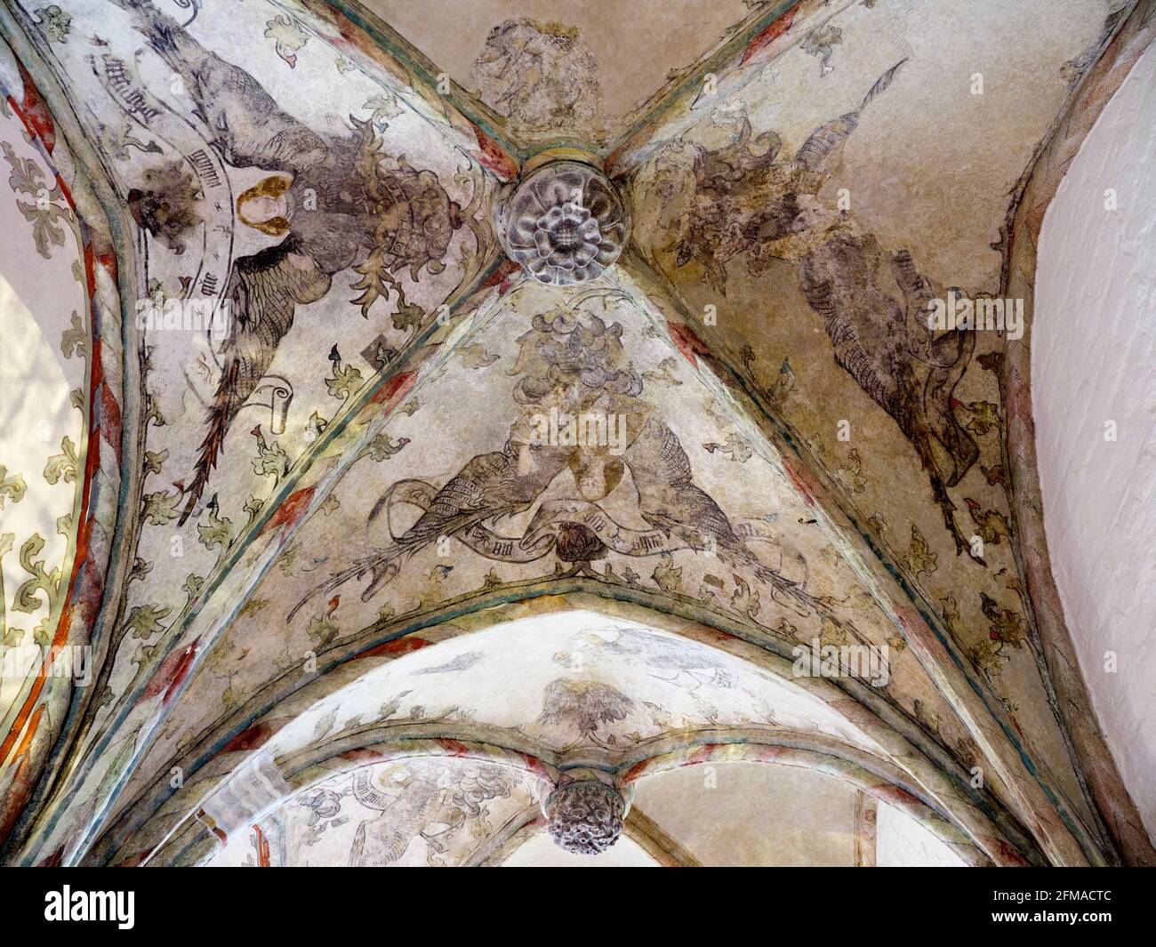 Castle monastery, chapter house, ceiling painting 15th century, old town, Lübeck, Schleswig-Holstein, Germany Stock Photo