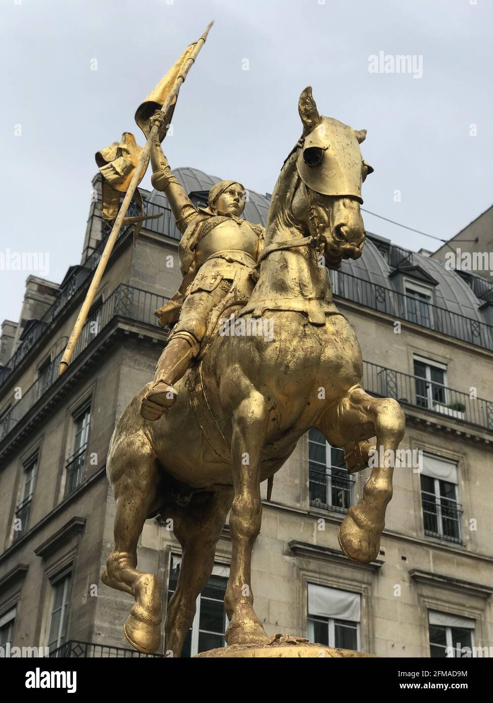 Vertical shot of the statue of Jeanne d'Arc in Tuileries Garden in Paris Stock Photo