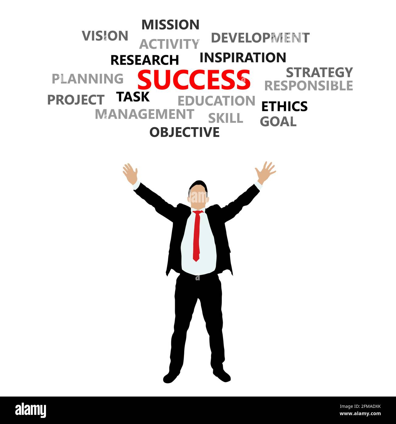 Motivational business vector graphic with a praising business man ...