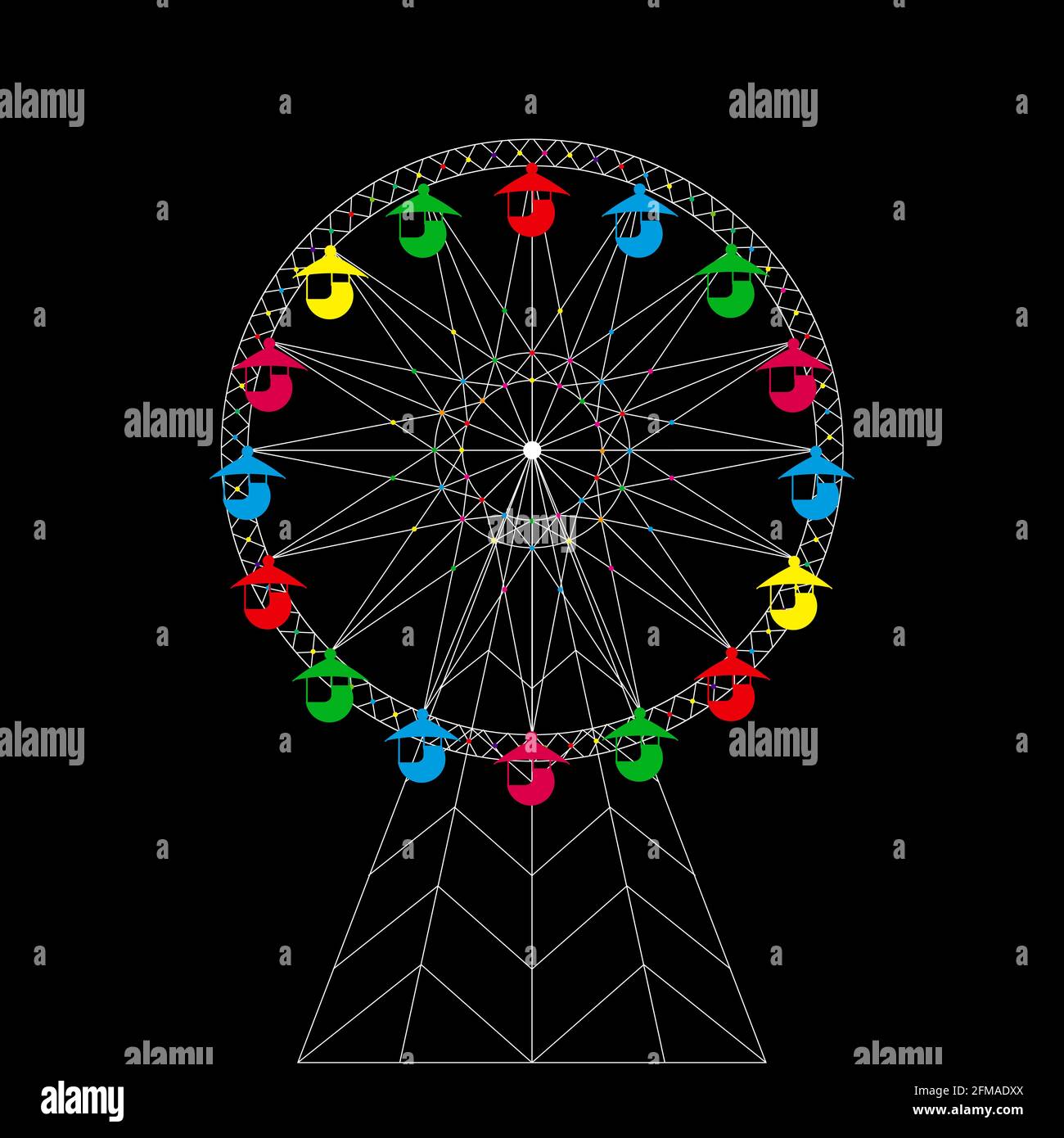 Vector ferris wheel over black background Stock Vector